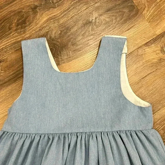 Vintage Kelly’s Kids Light Wash Denim Style Jean Dress with Lamb Size 5 Girls - Picture 6 of 9